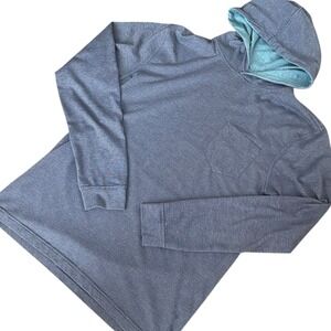 johnnie-O Hoodie Men's M Twilight Blue Striped Gunnar Long Sleeve Hoodie Pocket